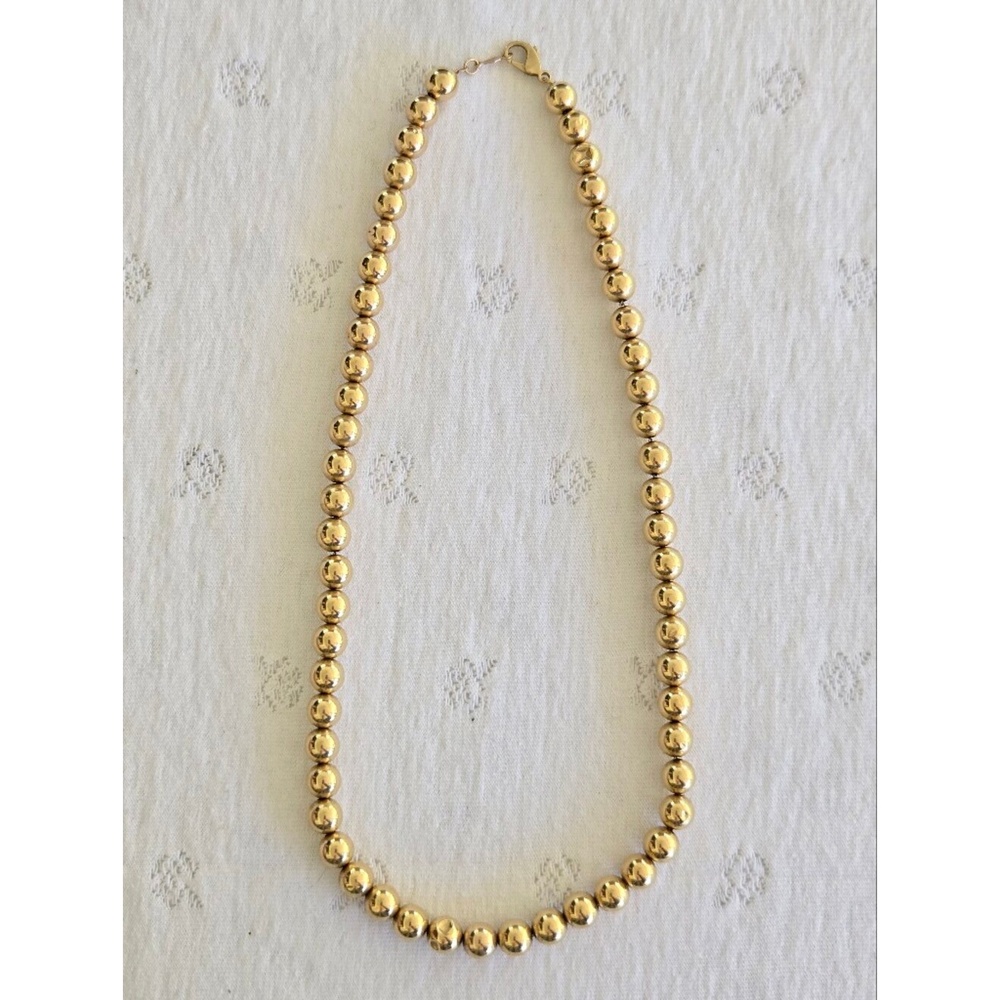 14K Gold Beaded Necklace 18" Vintage